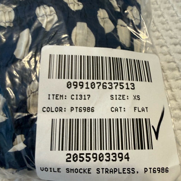 J. Crew Strapless Navy & White Smocked Polka Dot Cotton Maxi Dress NWT XS - Picture 6 of 10